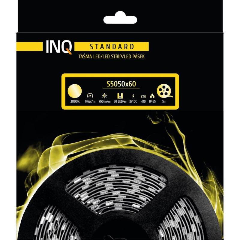 Taśma LED S5050x60 9,6W 700lm/m 3000K IP65 RA80 5m INQ S5050-60-65-WW-5