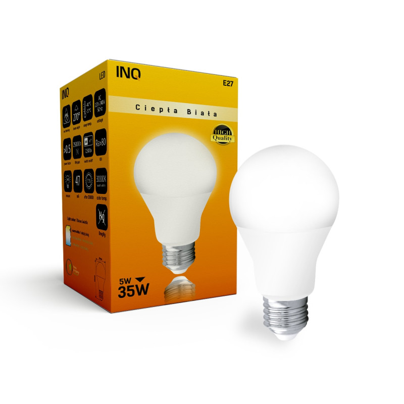 Lampa led A60 E27 5W bulb 400lm 3000K INQ