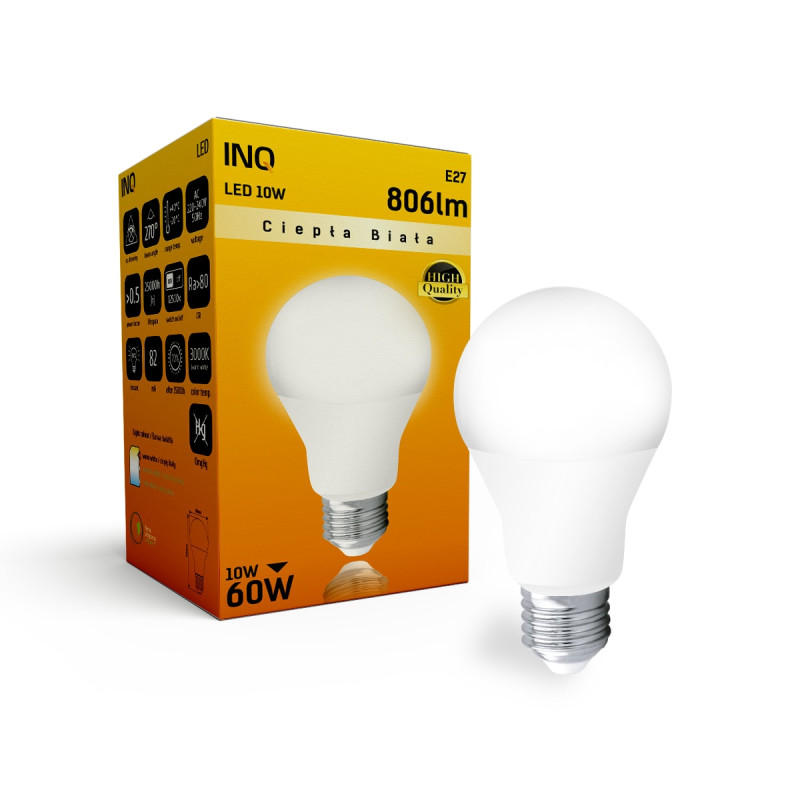 Lampa led A60 E27 10W bulb 806lm 3000K INQ