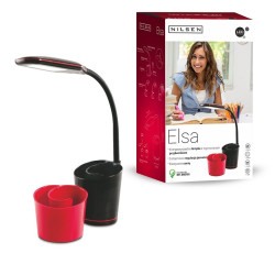 Lampka biurkowa LED ELSA Nilsen z przybornikiem czarna PX037