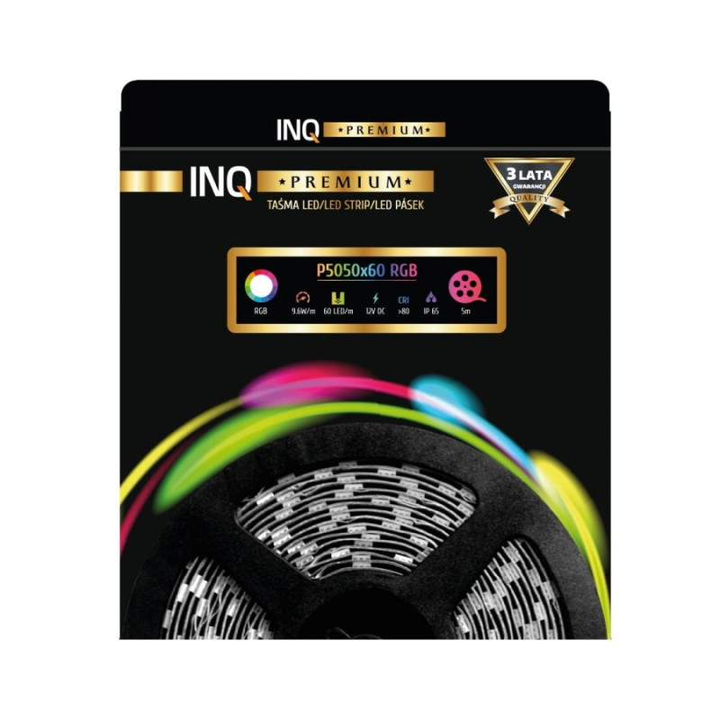 Taśma LED P5050x60 9,6W RGB IP65 RA80 5m INQ P5050-60-65-RGB-5