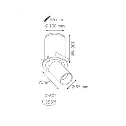 Podtynkowa Roy 15W 3000K 970lm RA90 p/t tuba biało-czarna 3501