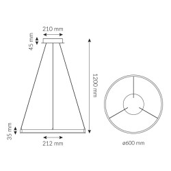 Lampa wisząca Ella 42W 3000K 2310lm wisząca czarna fi60cm 3577