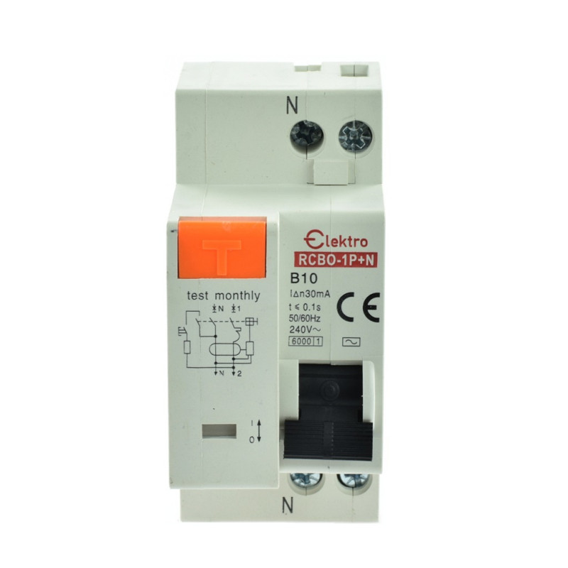 Wyłącznik różnicowoprądowy z członem nadprądowym 2P AC B 10A 30mA RCBO 