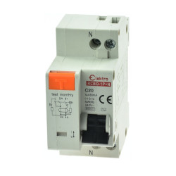 Wyłącznik różnicowoprądowy z członem nadprądowym 2P AC C 20A 30mA RCBO 