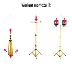 Statyw do opraw halogenowych i naświetlaczy podwójny 160cm żółty