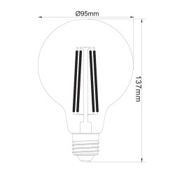 Filament led G95 glob E27 6W 660lm 3000K INQ