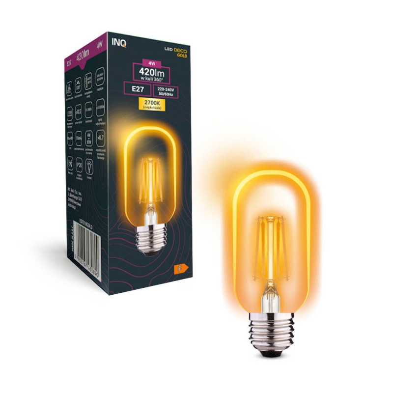 Filament LED  GOLD T40 tubka E27  4W 420lm 2700K