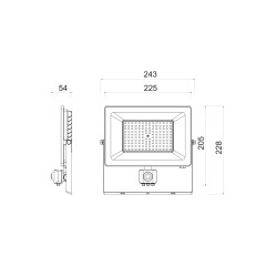 OPRAWA NAŚWIETLACZ LED RINO2 100W Z CZUJKĄ PIR 4000K 9000lm czarny
