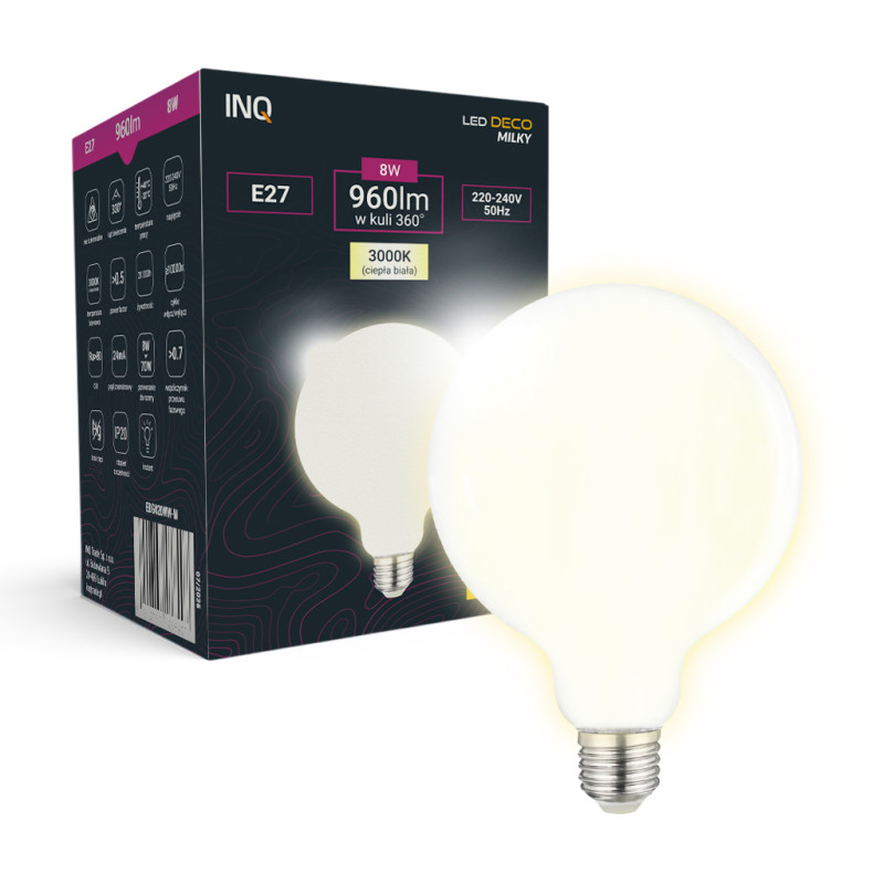 LED E27  G95  8W 960lm 3000K Milky