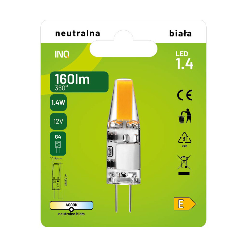LED G4 12V 1,4W 160lm 4000K INQ