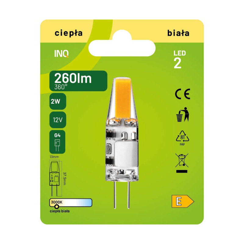 LED G4 12V 2W 260lm 2700K INQ
