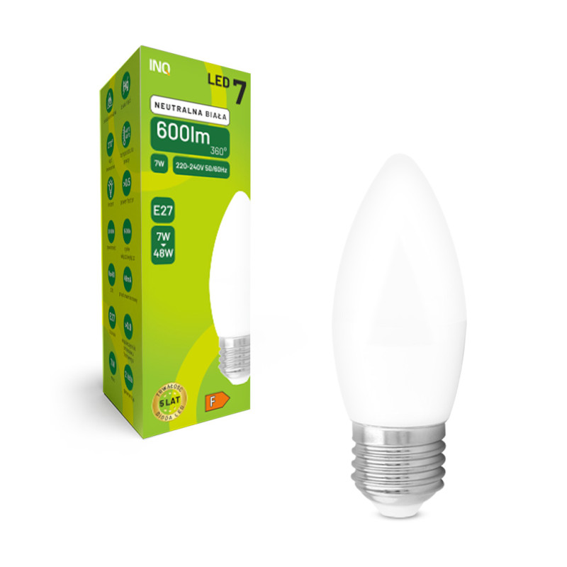 LED C37 E27 7W świeczka 600lm 4000K INQ
