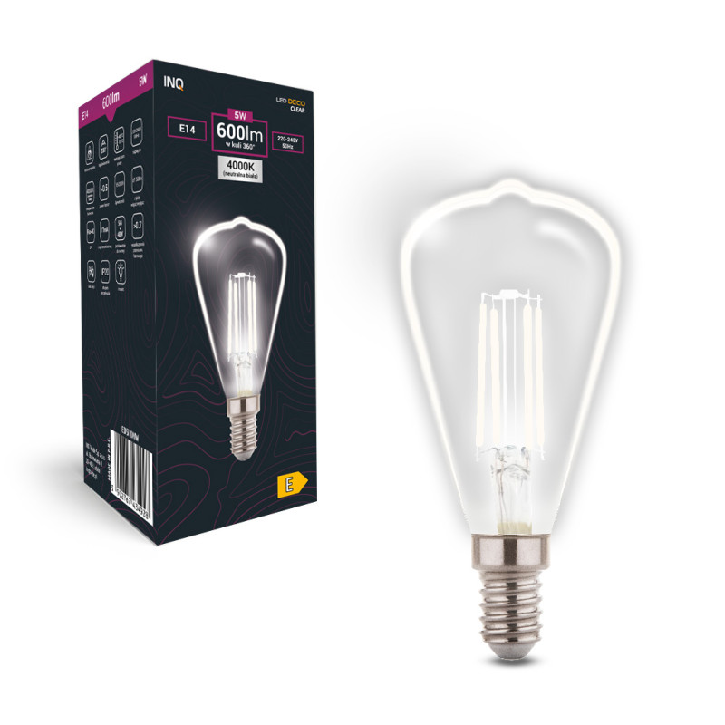 Filament LED ST48 E14 5W 600lm 4000K INQ