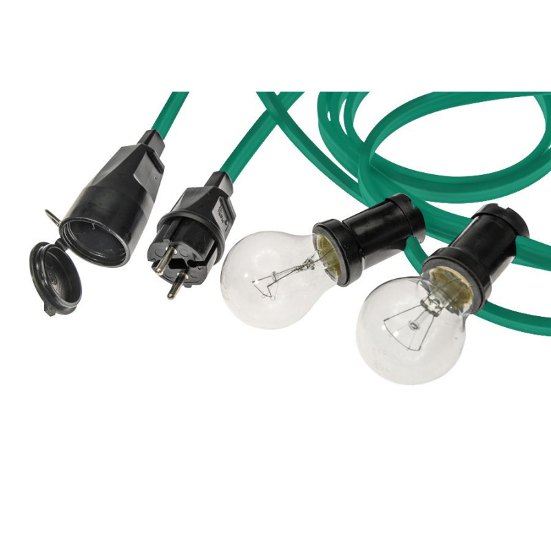 Girlanda IP44 zielona 6m/5 oprawek + gniazdo