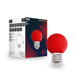 LED kolor RED E27 2W kulka INQ