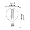 Filament LED G45 kulka E14 4W 450lm 3000K INQ