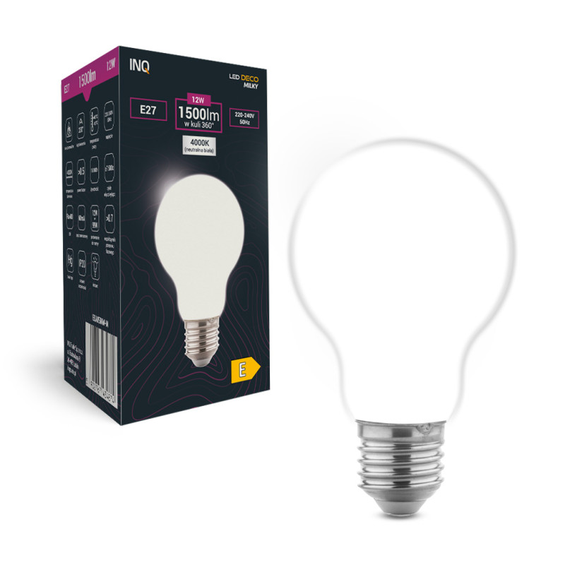 LED milky A60 E27 12W bulb 1500lm 4000K INQ