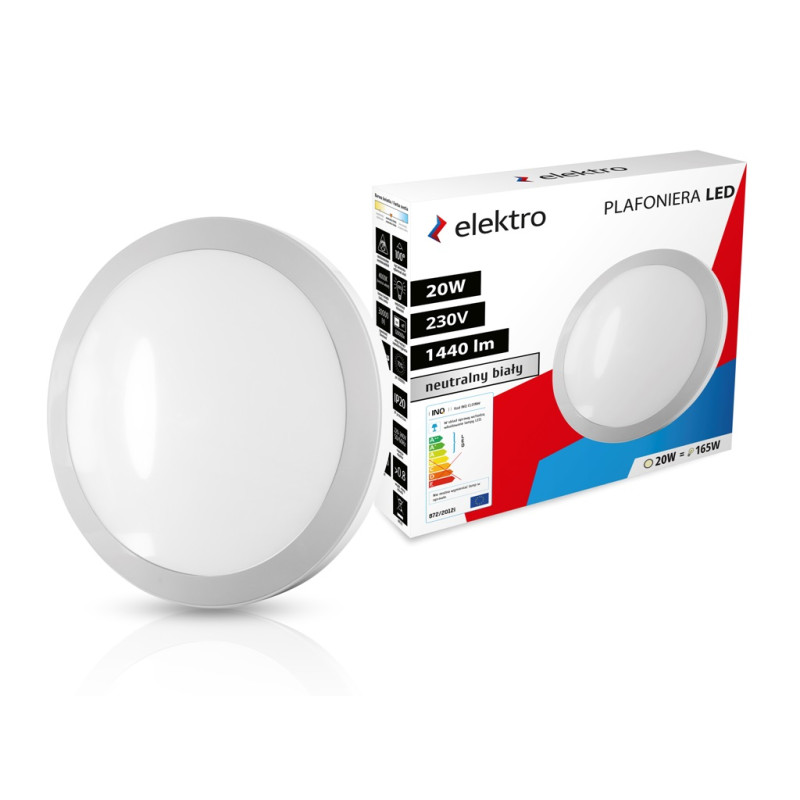 Plafon led Slim 20W 1440lm NW Okrągła 230V 4000K