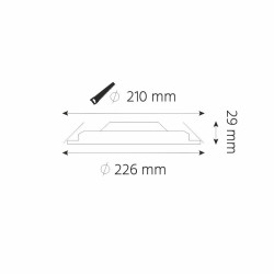 Oprawa downlight led LARS p/t 18W 3000K 1450lm fi21cm IP20 biała