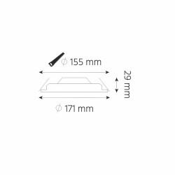 Oprawa downlight led LARS p/t 12W 3000K 930lm fi17cm IP20 biała