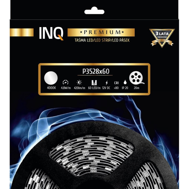 Taśma LED P3528x60 4,8W 420lm/m 4000K IP20 RA80 20m INQ P3528-60-20-NW-20