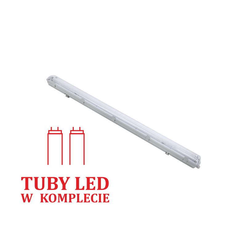 Oprawa LED OLGA 2x1200 komplet z tubami klosz mleczny IP65 INQ