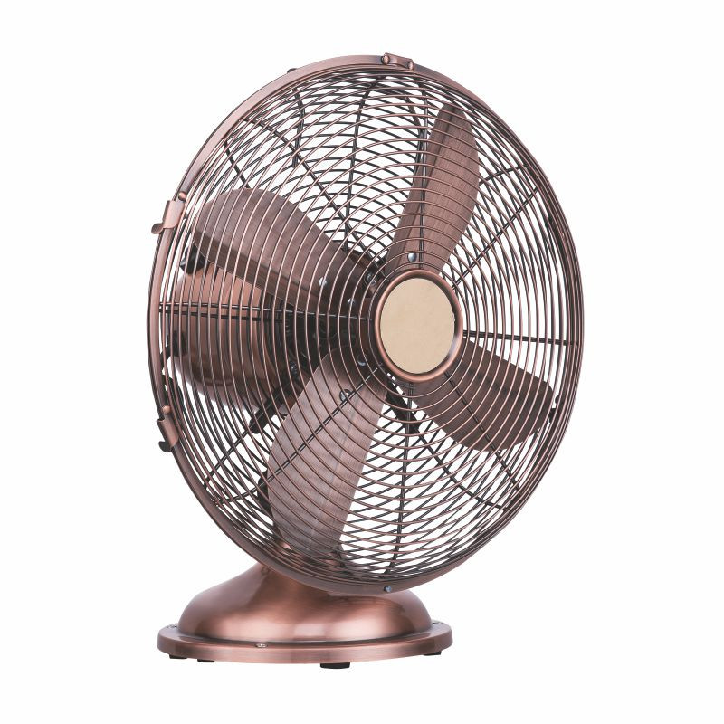 Wentylator TEVO biurkowy obrotowy 12 cali retro metalowy 40W miedziany Tevo