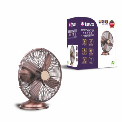 Wentylator TEVO biurkowy obrotowy 12 cali retro metalowy 40W miedziany Tevo