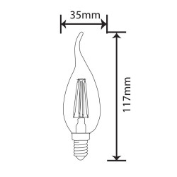 Filament led C37 płomyk BXS E14 4W 400lm 2700K GOLD INQ