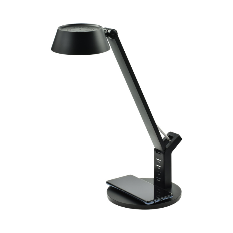 Lampka biurkowa LED LEO z ładowarką indukcyjną wireless czarna BL024