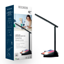 Lampka biurkowa LED Sara z ładowarką indukcyjną wireless czarna MA015