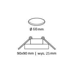 Ozzo oczko sufitowe VIGO-12G-B/CH kwadratowe, czarne szkło