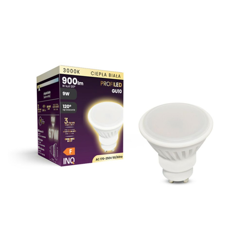 Lampa led GU10 PROFI led 9W 3000K 900lm ceramika INQ