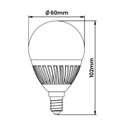 Lampa led deco E14 glob G60 12W 1200lm 3000K ceramika INQ