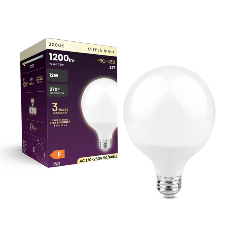 Lampa led deco E27 glob G95 12W 1200lm 3000K INQ