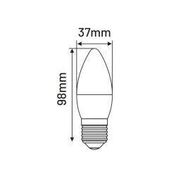 Led C37 E27  6W świeczka 490lm 3000K INQ