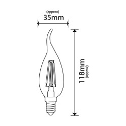 Filament  Led  gold C37 płomyk BXS E14  4W 400lm 2700K INQ