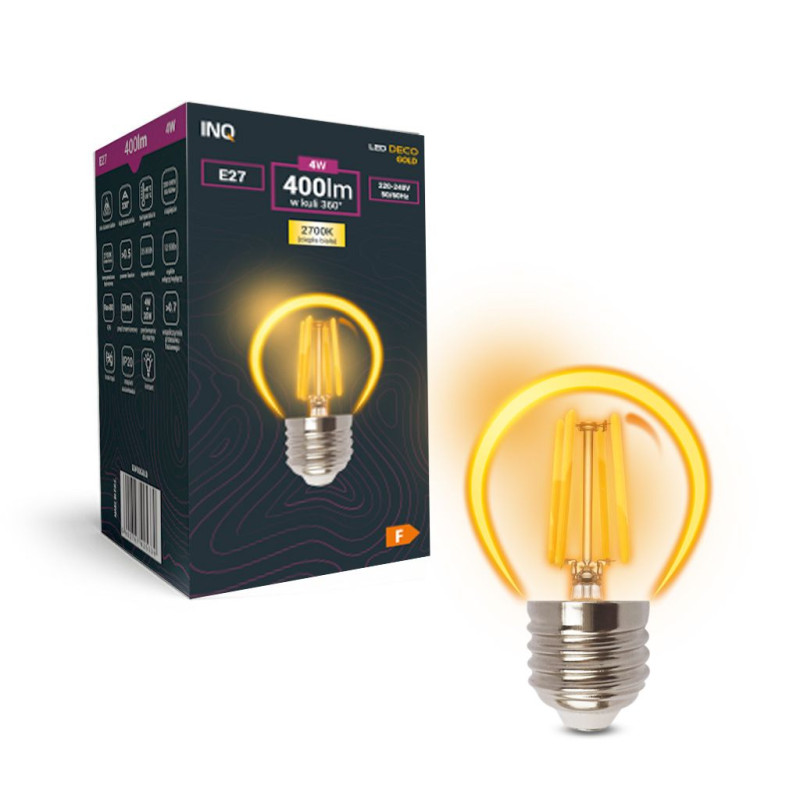 Filament  Led Gold G45 kulka E27  4W 400lm 2700K INQ