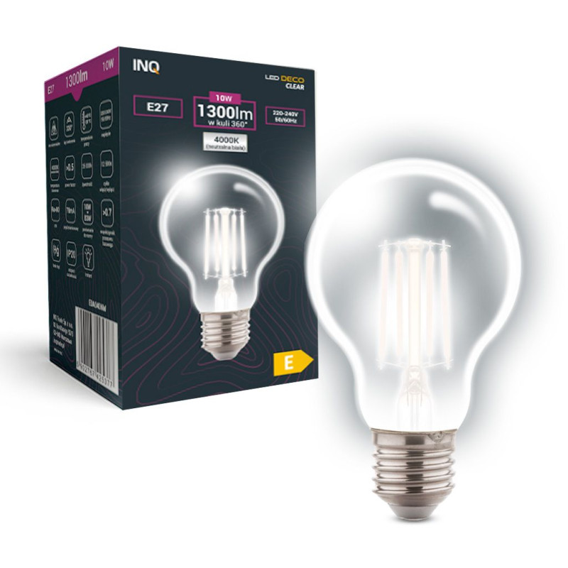 Filament  Led A60 bulb E27 10W 1200lm 4000K INQ