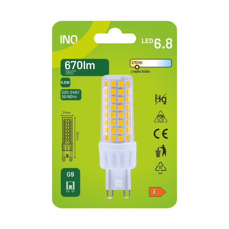 LED G9 6,8W 670lm 2700K tower INQ