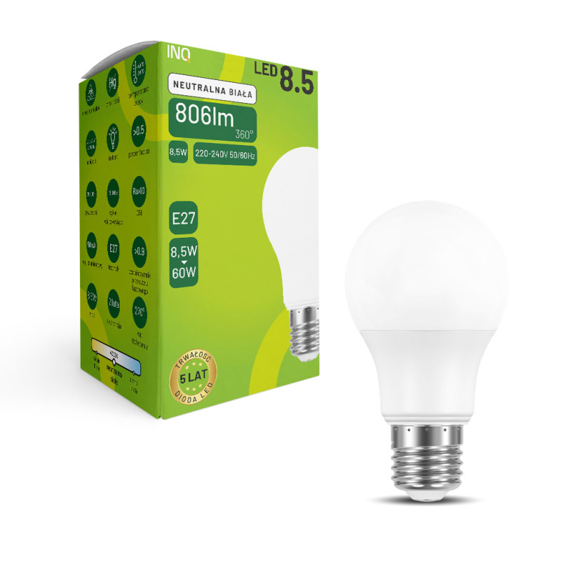 Led A60 E27  8,5W bulb  806lm 4000K INQ