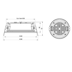 Oprawa downlight led podtynkowa 18W 840 1500lm IP20 biała