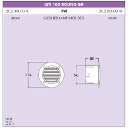 Oprawa elewacyjna LETI 100 ROUND-GR czarny Y LED GX53 3W 3000K