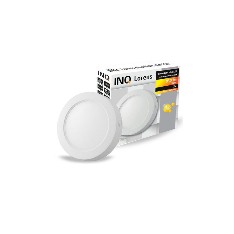 Oprawa downlight led natynkowa LORENS 12W 830 930lm IP20 slim biała