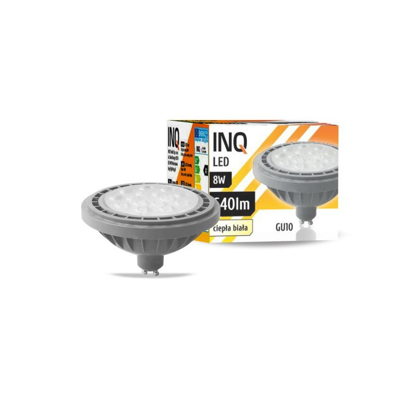 Lampa led AR111 GU10 8W 830 230V 36^ 640lm szary INQ