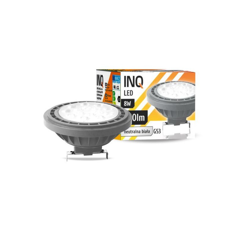 Lampa led AR111 G53 8W 840 12V 36^ 640lm szary INQ