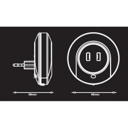 Lampka nocna wtykowa LED 0.4W 15lm z czujnikiem zmierzchu i gniazdem 2xUSB ELEKTRO