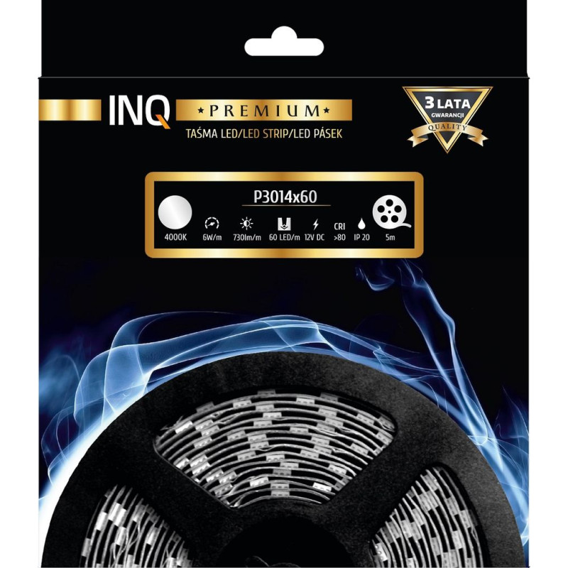 Taśma LED P3014x60 6W 730lm/m 4000K IP20 RA80 5m INQ P3014-60-20-NW-5